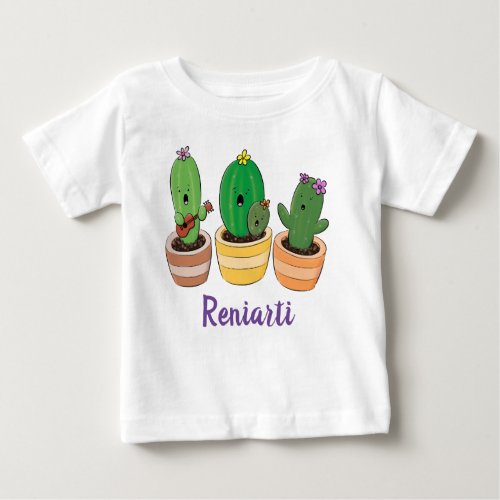 Cute singing cactus trio cartoon illustration baby T_Shirt