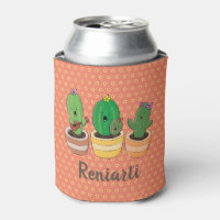 Cute singing cactus trio cartoon illustration