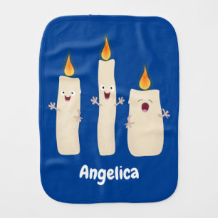 Cute singing candle trio cartoon baby burp cloth