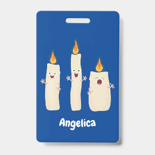 Cute singing candle trio cartoon badge