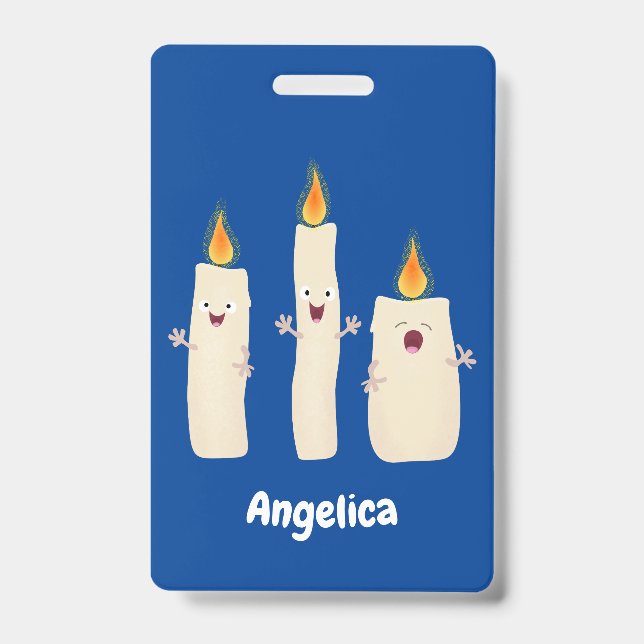 Cute singing candle trio cartoon badge (Front)