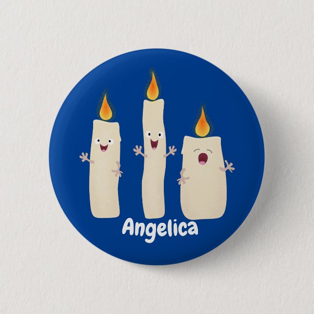 Cute singing candle trio cartoon button (Front)
