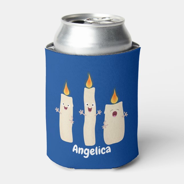 Cute singing candle trio cartoon can cooler (Can Front)