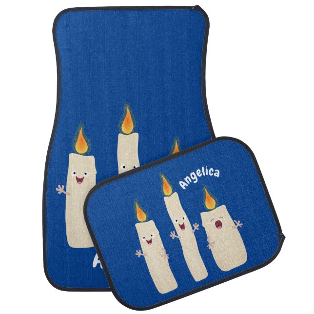 Cute singing candle trio cartoon car floor mat (Set)