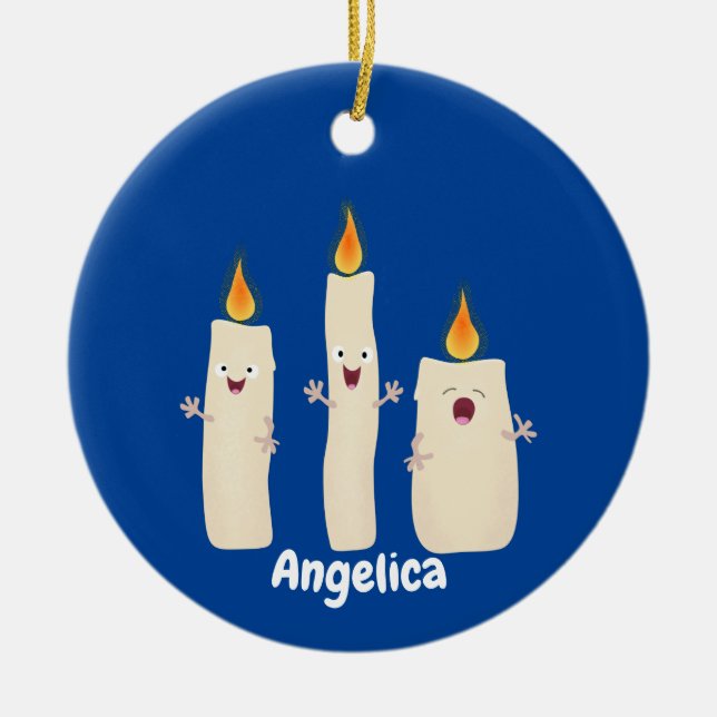 Cute singing candle trio cartoon ceramic ornament (Front)