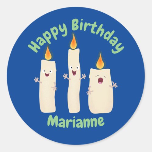 Cute singing candle trio cartoon classic round sti classic round sticker