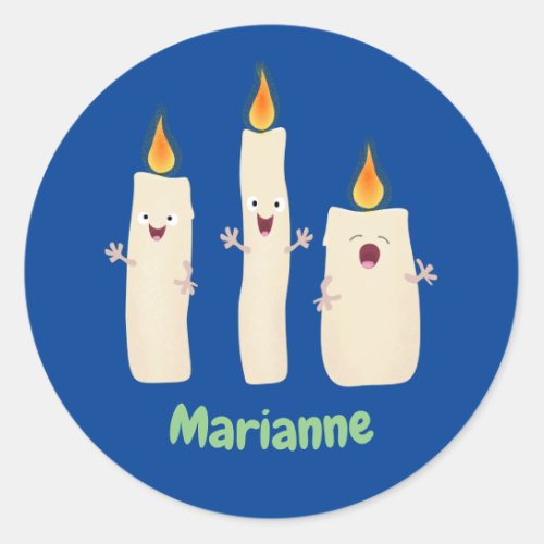 Cute singing candle trio cartoon classic round sticker