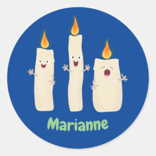 Cute singing candle trio cartoon classic round sticker