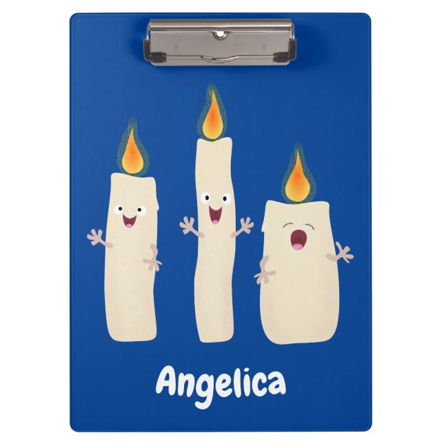 Cute singing candle trio cartoon clipboard (Front)