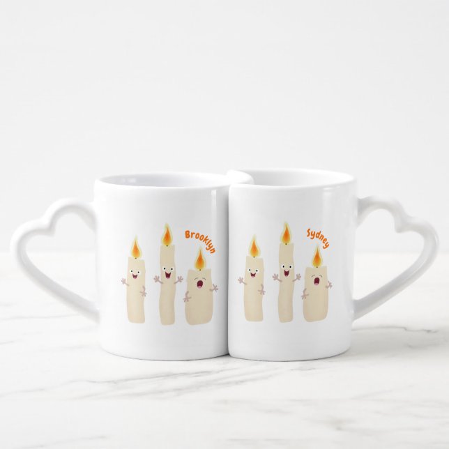 Cute singing candle trio cartoon  coffee mug set (Front Nesting)