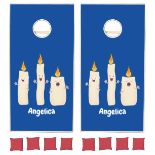 Cute singing candle trio cartoon cornhole set