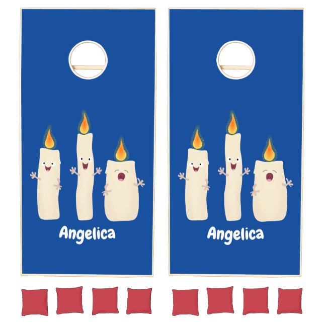 Cute singing candle trio cartoon cornhole set (Set)