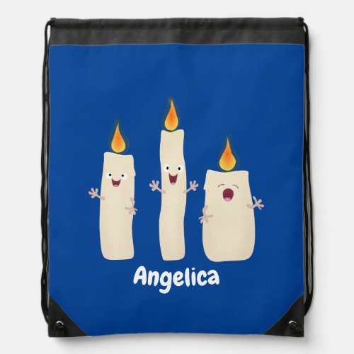Cute singing candle trio cartoon drawstring bag