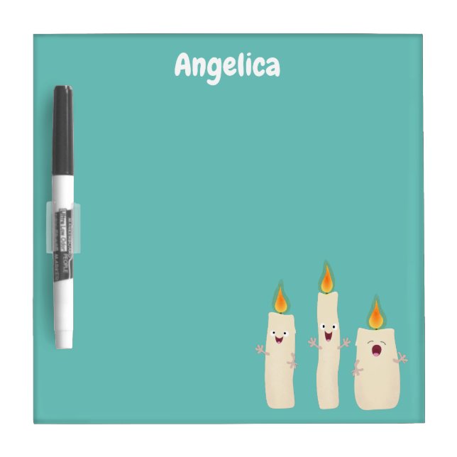 Cute singing candle trio cartoon dry erase board (Front)