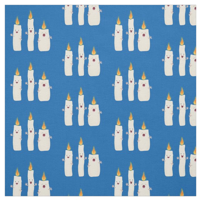Cute singing candle trio cartoon fabric (Swatch)