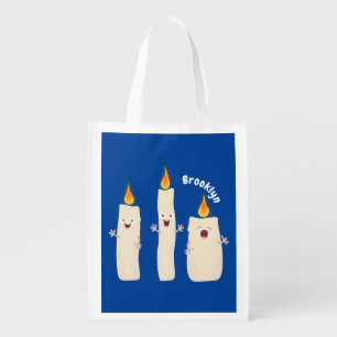 Cute singing candle trio cartoon grocery bag