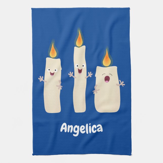 Cute singing candle trio cartoon kitchen towel (Vertical)