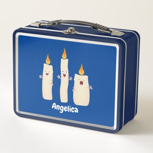 Cute singing candle trio cartoon metal lunch box