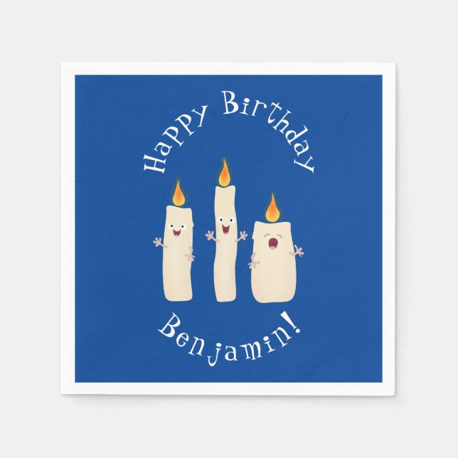 Cute singing candle trio cartoon napkins (Front)