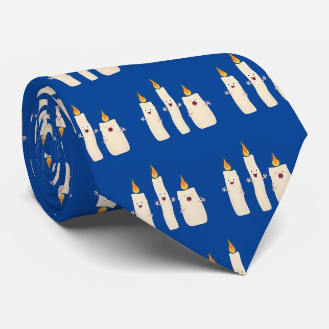 Cute singing candle trio cartoon neck tie (Rolled)