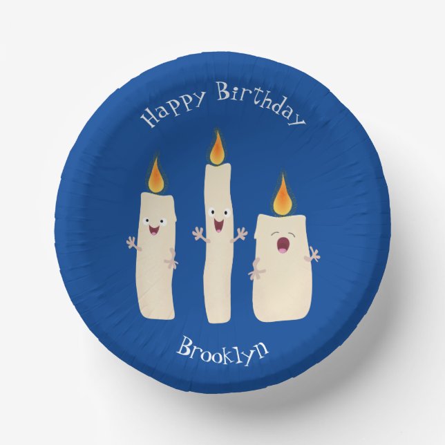 Cute singing candle trio cartoon paper bowls (Front)