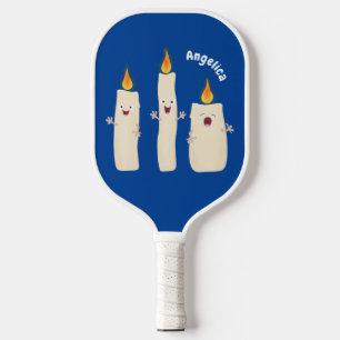Cute singing candle trio cartoon pickleball paddle