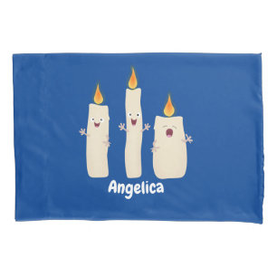 Cute singing candle trio cartoon pillow case
