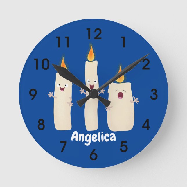 Cute singing candle trio cartoon round clock (Front)