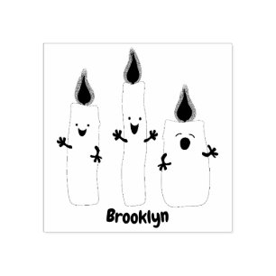 Cute singing candle trio cartoon rubber stamp