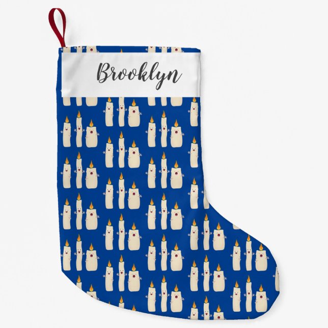 Cute singing candle trio cartoon small christmas stocking (Front)
