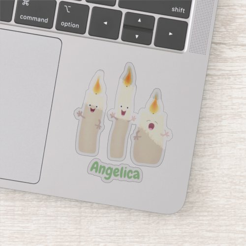 Cute singing candle trio cartoon sticker