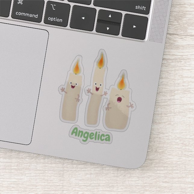 Cute singing candle trio cartoon sticker (Detail)