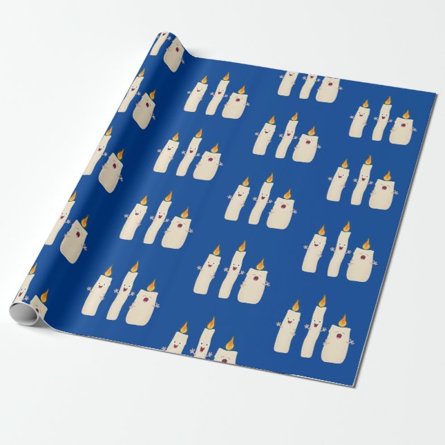 Cute singing candle trio cartoon wrapping paper (Unrolled)