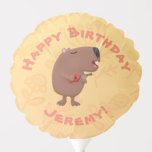 Cute singing capybara personalised birthday balloon