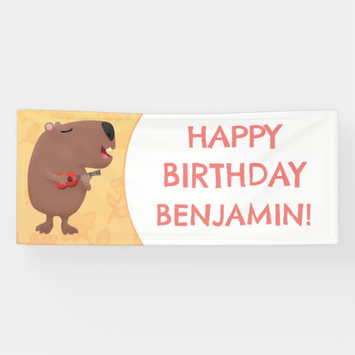 Cute singing capybara personalised birthday banner