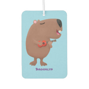 Cute singing capybara ukulele cartoon illustration air freshener