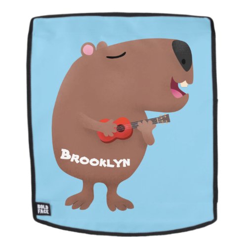 Cute singing capybara ukulele cartoon illustration backpack