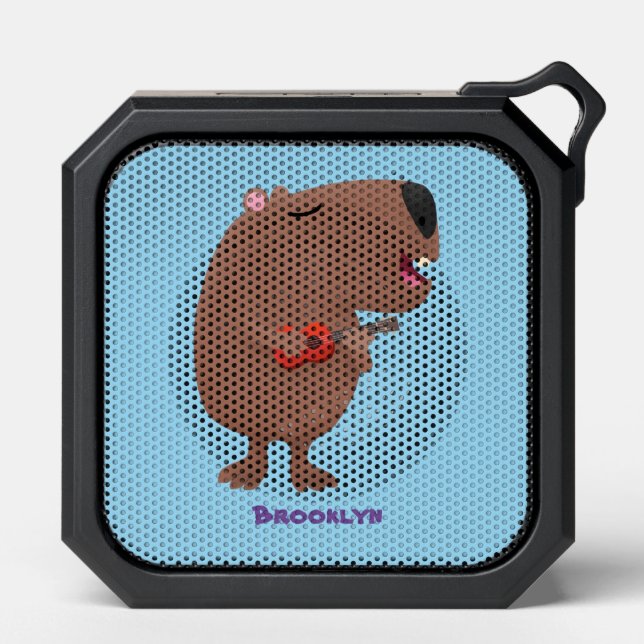 Cute singing capybara ukulele cartoon illustration bluetooth speaker (Front)