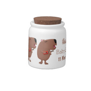 Cute singing capybara ukulele cartoon illustration candy jar