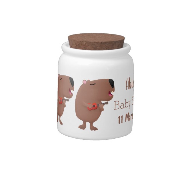 Cute singing capybara ukulele cartoon illustration candy jar (Left)