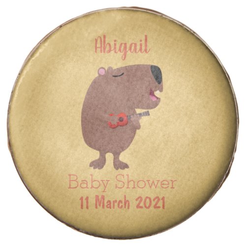 Cute singing capybara ukulele cartoon illustration chocolate covered oreo