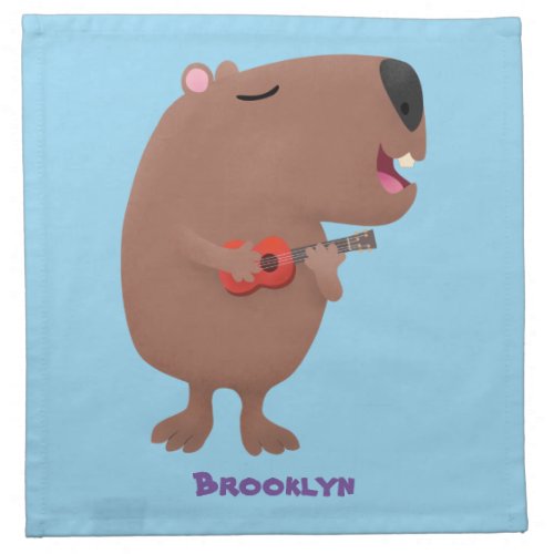 Cute singing capybara ukulele cartoon illustration cloth napkin