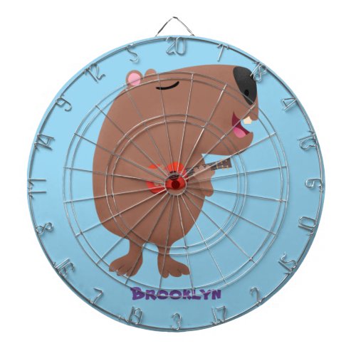 Cute singing capybara ukulele cartoon illustration dart board