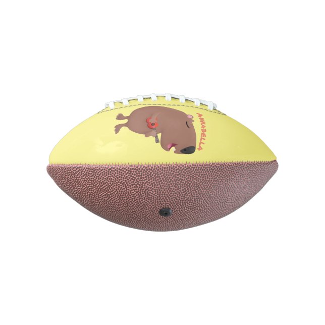 Cute singing capybara ukulele cartoon illustration football (Rotated 270)