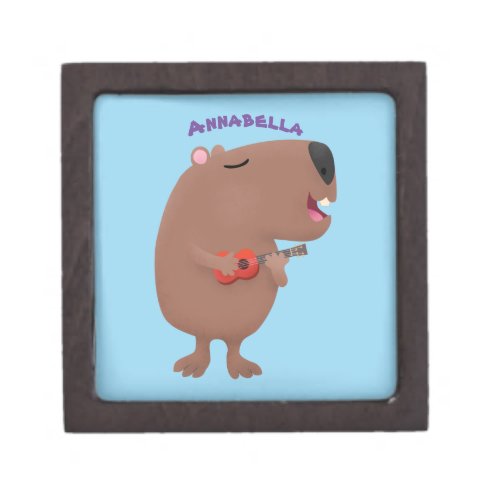 Cute singing capybara ukulele cartoon illustration gift box