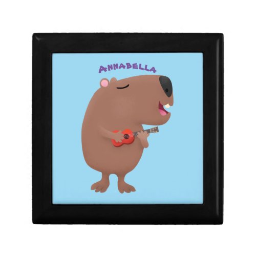 Cute singing capybara ukulele cartoon illustration gift box