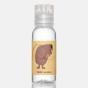 Cute singing capybara ukulele cartoon illustration hand sanitizer