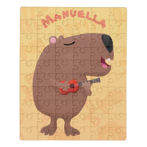 Cute singing capybara ukulele cartoon illustration jigsaw puzzle