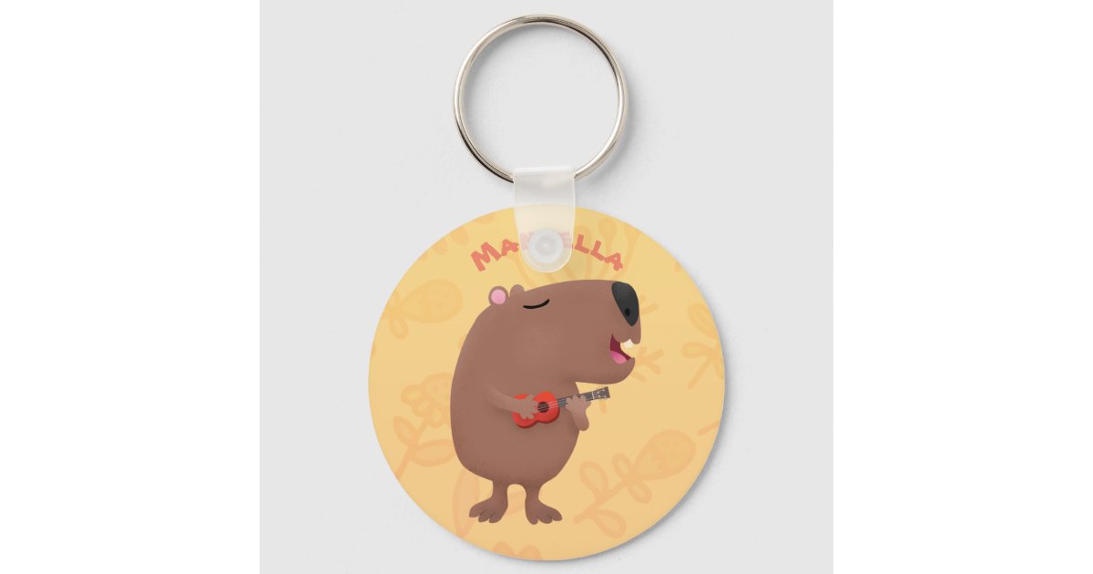 Christmas Capybara Keychain Design. Capybara Round Keychain