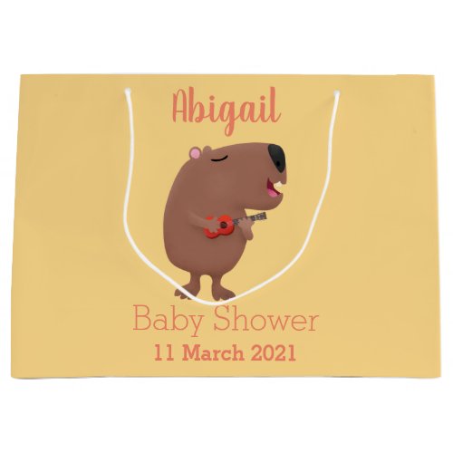 Cute singing capybara ukulele cartoon illustration large gift bag